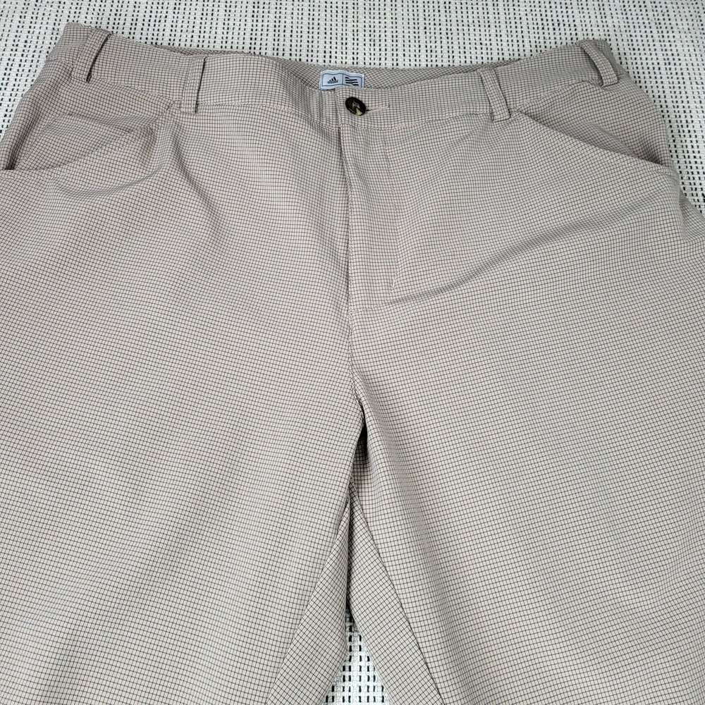 Adidas Pants Mens 36x32 Beige Check Chino Regular Fit Lightweight Casual Golf‎